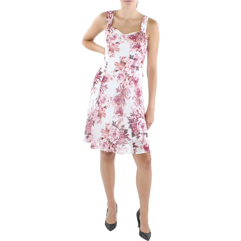 Stylish Clothes For Women Connected Apparel Womens Petites Chiffon Floral Fit & Flare Dress