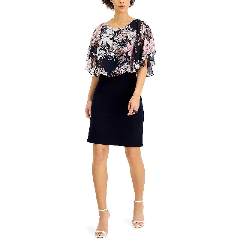 Women's Plus-Size Clothes Connected Apparel Womens Petites Floral Midi Sheath Dress