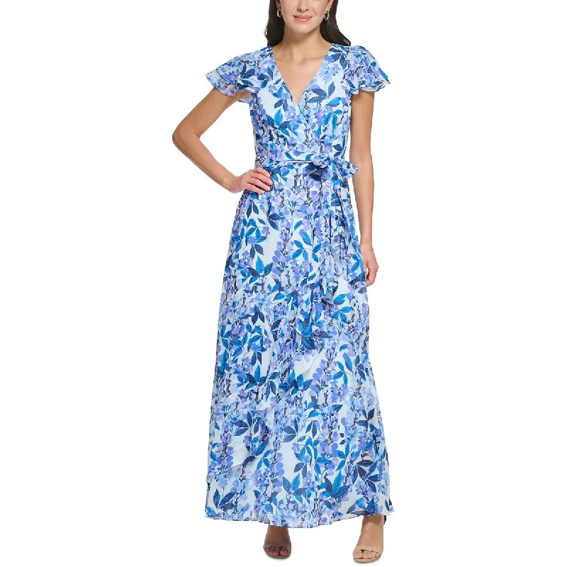 Casual Chic Women's Clothes Eliza J Womens Chiffon Floral Maxi Dress