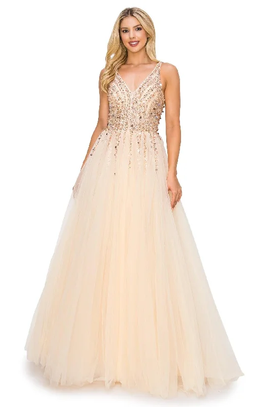 Women's Occasion Wear Apparel Cinderella Couture CC8034J Sleeveless Beaded Tulle Gown