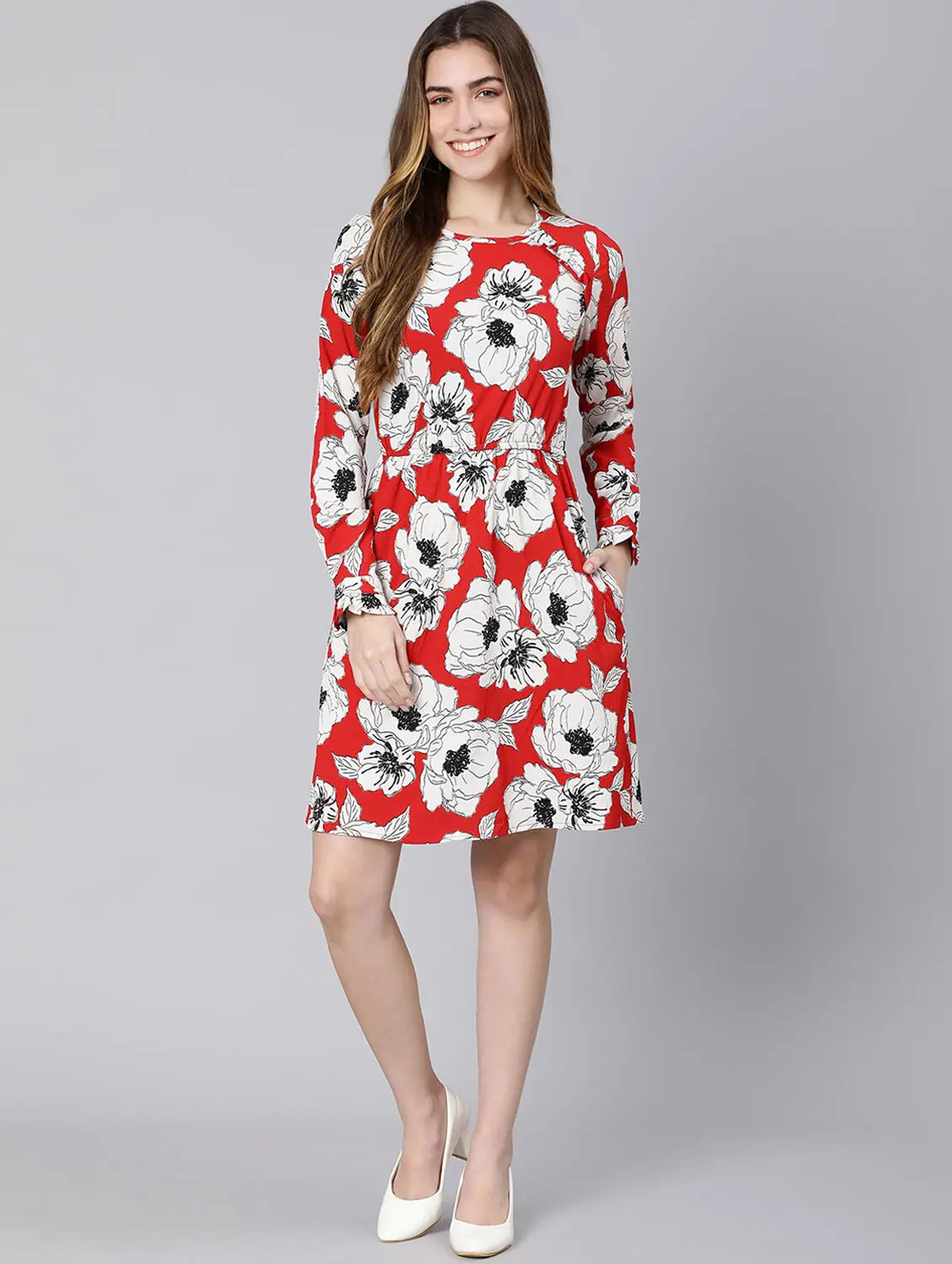 Fashionable Women's Casual Apparel Hot Babe Floral Print Elasticated Women Dress