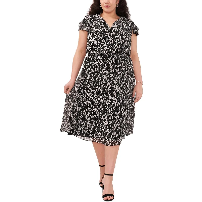 Women's Party Clothes MSK Womens Plus Floral Print  Midi Dress