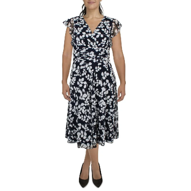 Women's Transitional Clothes Jessica Howard Womens Midi Floral Print Evening Dress