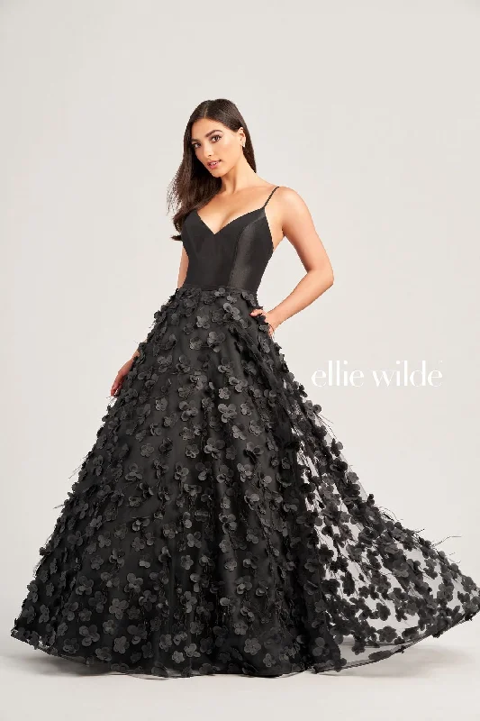 Women's Transitional Outfit Ellie Wilde EW35037 Long Formal Pocket Prom Ball Gown