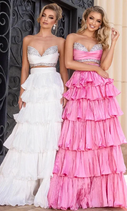 Women's Chic Outerwear Attire Portia and Scarlett PS25164 - Two Piece Ruffle Tiered Prom Gown