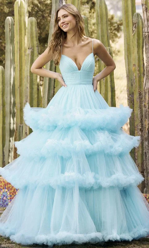 Women's Clothes For Outdoor Events Sherri Hill 55769 - Ruffled Sleeveless Prom Gown