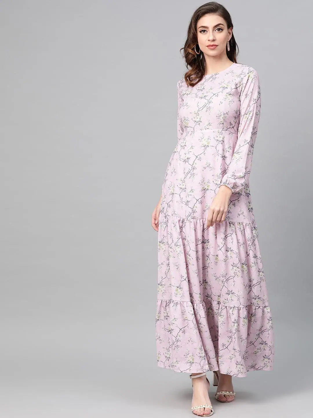 Women's Urban Clothing Lilac Floral Tiered Maxi