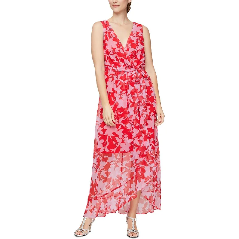 Women's Occasion Wear Clothes SLNY Womens Floral Faux Wrap Maxi Dress