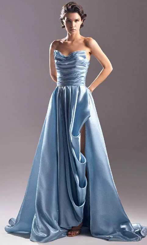 Women's Clothes And Garments MNM COUTURE G1501 - Draped A-Line Evening Gown