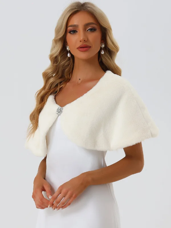 Women's Professional Outfit Elegant Faux Fur Shawl Bridal Wedding Party Wrap Stole Shrug