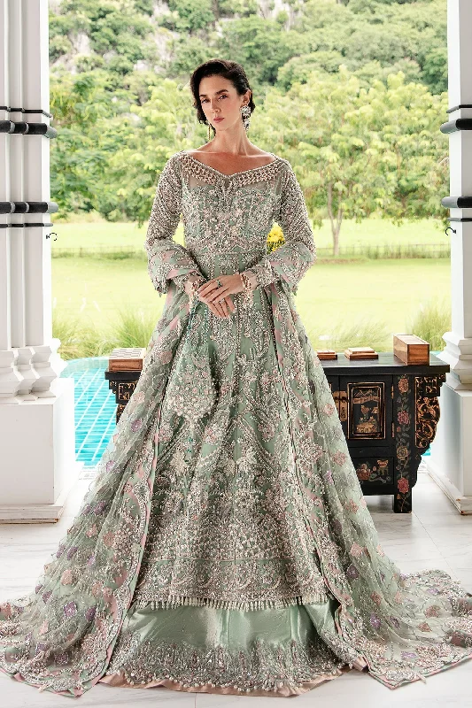 Vintage Clothing For Women Luxury Mint Green Embroidered Pakistani Wedding Wear Pishwas Lehenga