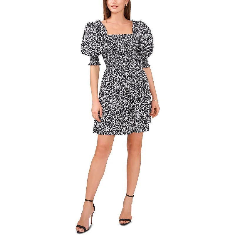 Elegant Women's Evening Garments MSK Womens Petites Floral Print Cotton Fit & Flare Dress