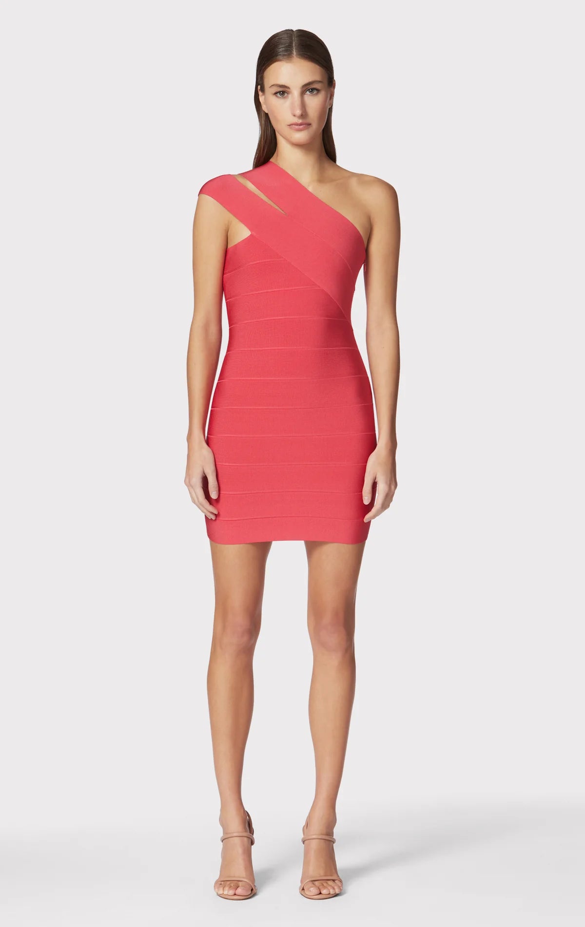 Women's Evening Apparel Icon One Shoulder Mini Dress - Cerise