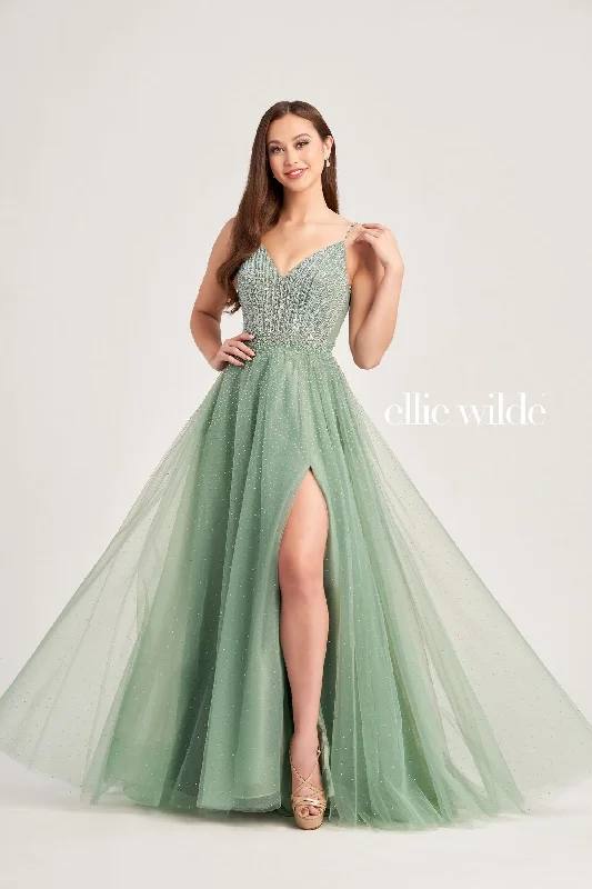 Women's Garments Ellie Wilde EW35088 Long Ball Gown Glitter Pocket Prom Dress