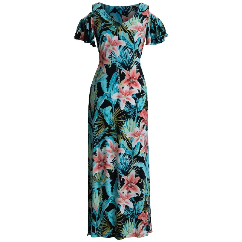 Women's Clothes For Work Events Connected Apparel Womens Floral Print  Maxi Dress