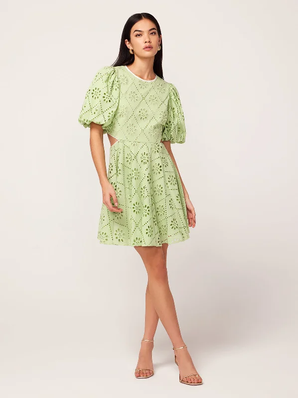 Classic Women's Clothing Styles Coco Pistachio Broderie Mini Dress