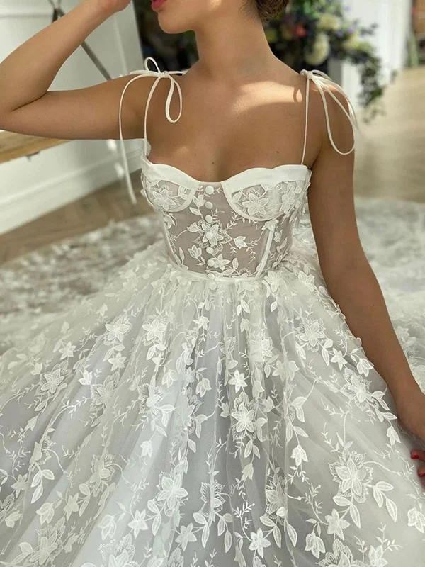 Classic Women's Clothing Styles Lace See-Through Underwired White Color Wedding Maxi Dress gh1791