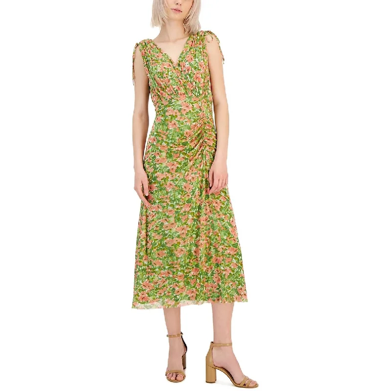 Timeless Women's Clothes Anne Klein Womens Floral Print Tea Length Shift Dress