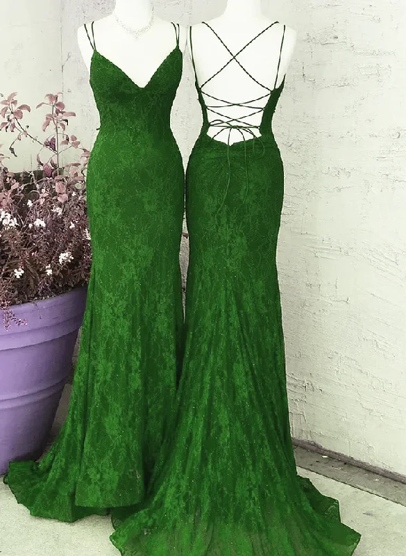 Women's Contemporary Apparel Green Fashion Elegant Lace Halter Long Mermaid Slim Ball Gown Evening Dress Wedding Party Dress gh3302