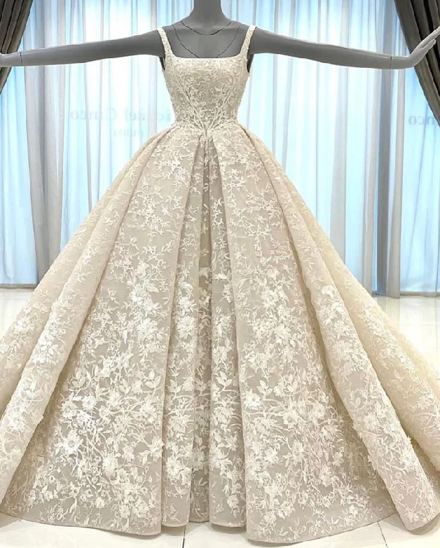 Women's Formal Clothes Ivory gorgeous elegant exquisite lace A-line long ball gown evening dress wedding dress gh3200