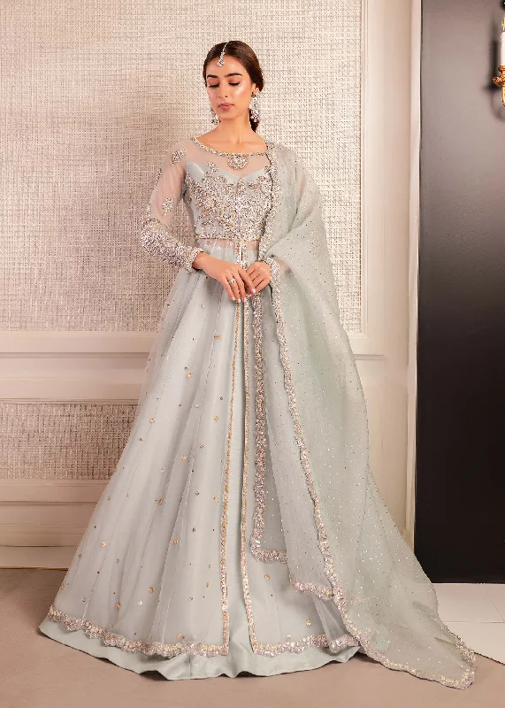 Classic Women's Clothing Styles Pishwas Frock with Wedding Lehenga and Dupatta Dress