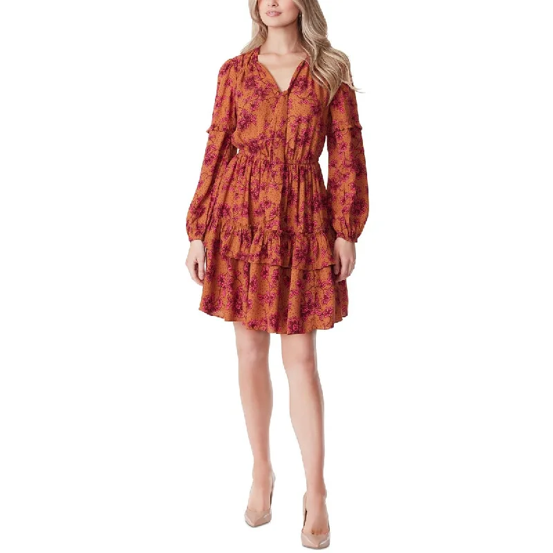 Stylish Women's Clothing Jessica Simpson Womens Floral Print Mini Fit & Flare Dress