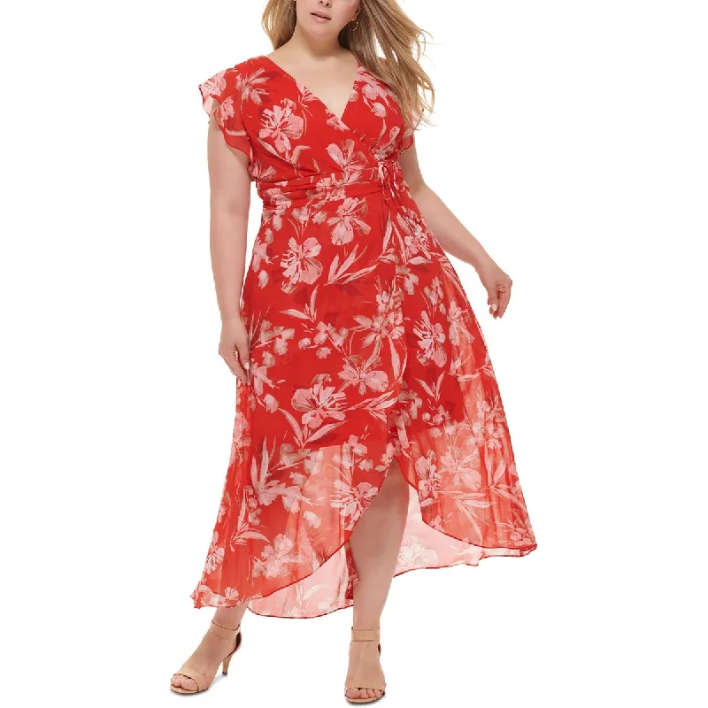 Women's Luxury Apparel Jessica Howard Womens Plus Chiffon Floral Maxi Dress