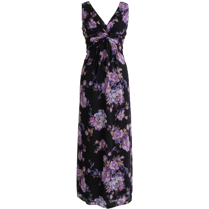 Women's Functional Apparel For Outdoor Activities Connected Apparel Womens Floral Print Chiffon Evening Dress