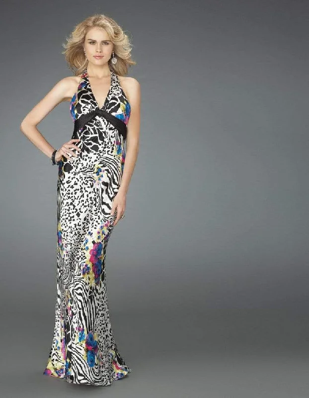 Women's Contemporary Apparel La Femme - Animal Printed Aquarelle Long Gown 14587