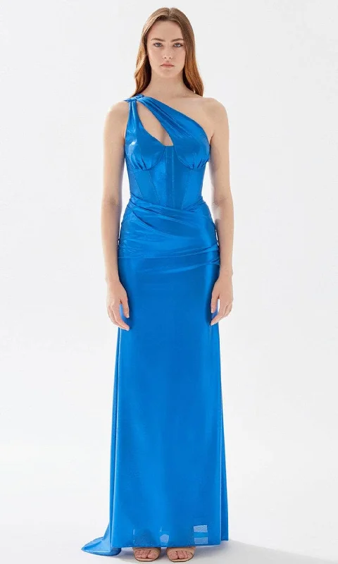 Women's Elegant Outfit Tarik Ediz 52044 - Asymmetrical Front Keyhole Prom Gown