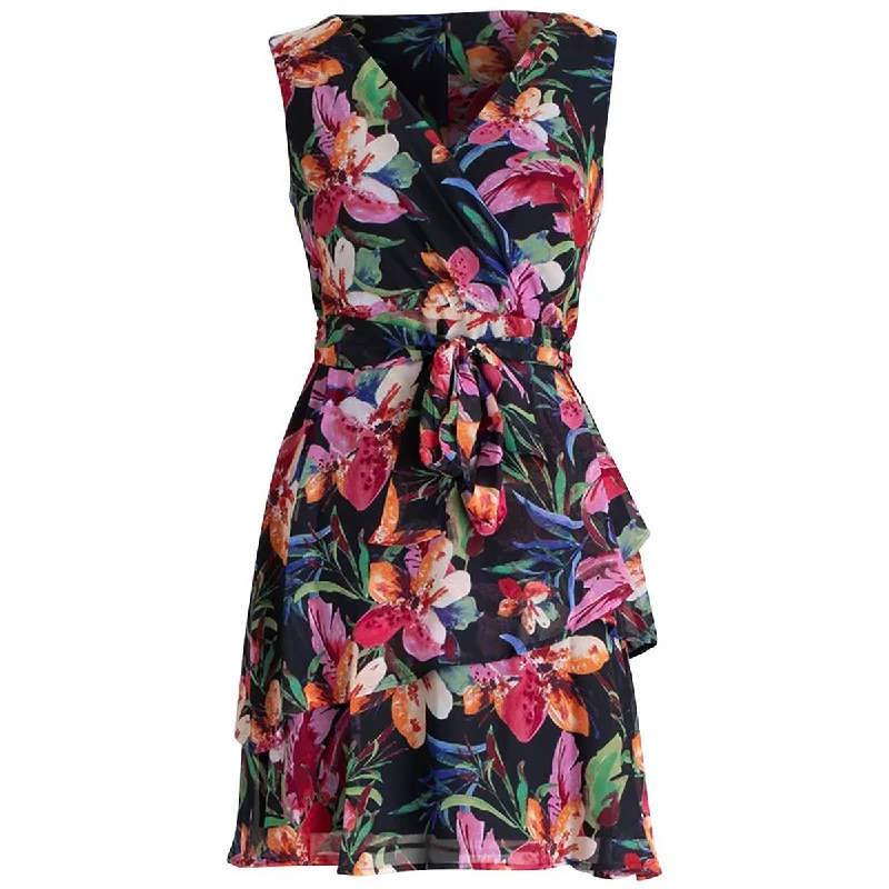 Women's Resort Apparel Connected Apparel Womens Floral Print Above Knee Fit & Flare Dress