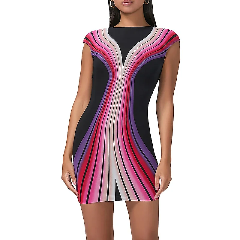 Affordable Women's Clothing AFRM Womens Mabel Striped Open Back Mini Dress