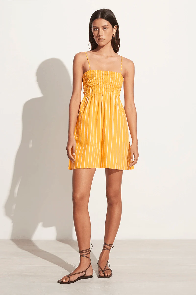 Women's Elegant Garments Josefine Mini Dress - Adia Stripe Print Citrus