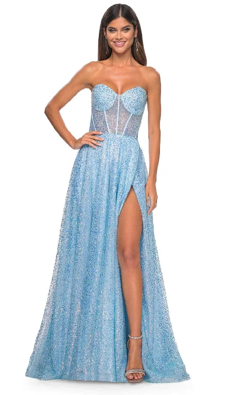 Women's Fashionable Clothing Sets La Femme 32136 - Sweetheart Illusion Waist Prom Gown