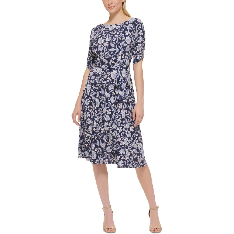 Women's Clothes For The Office Jessica Howard Womens Petites Floral Print Knee-Length Mini Dress