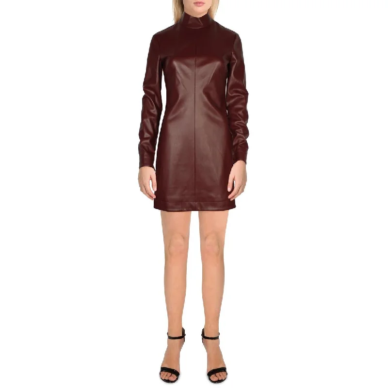 Stylish Women's Clothing STAUD Womens Faux Leather Short Mini Dress