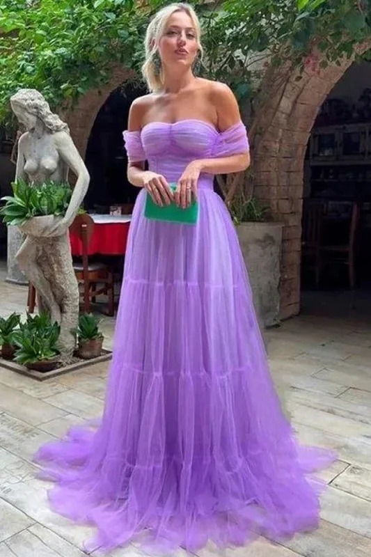 Women's Activewear Outfit Simple A-line Newest Long Prom Dresses, Off Shoulder 2025 Party Dresses, Elegant Wedding Guest Dresses