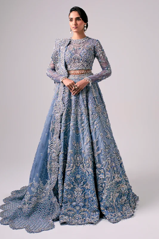 Women's Trendy Clothes Pakistani Wedding Dress in Bridal Blue Lehenga Style