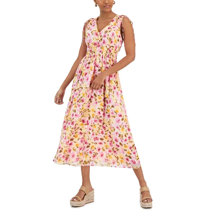 Women's Athletic Clothes INC Womens Floral Print  Midi Dress