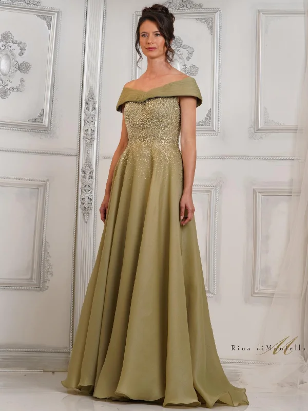 Vintage-Inspired Garments Rina di Montella RD3102 Beaded Long Formal Evening Gown