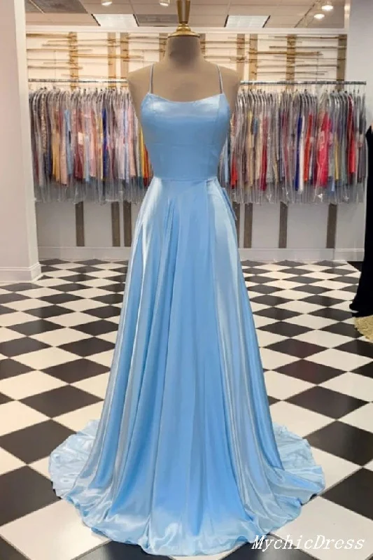 Women's Holiday Apparel Real Baby Blue Prom Dresses Simple Long Wedding Guest Dresses UK