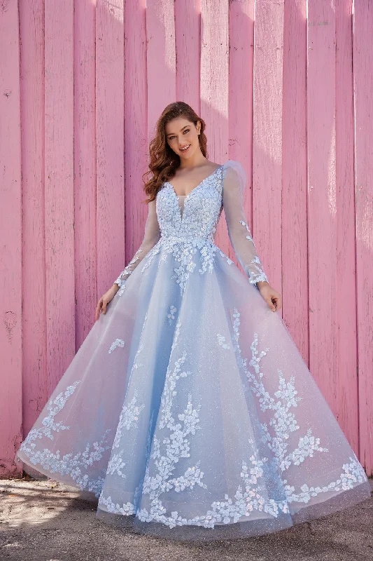 Vintage-Inspired Garments Ellie Wilde EW35106 Long Formal Prom Ball Gown with Detachable Sleeves