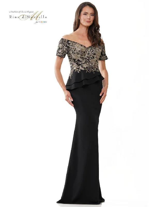 Women's High-End Clothing Rina di Montella RD2918 Long Off Shoulder Mermaid Formal Gown