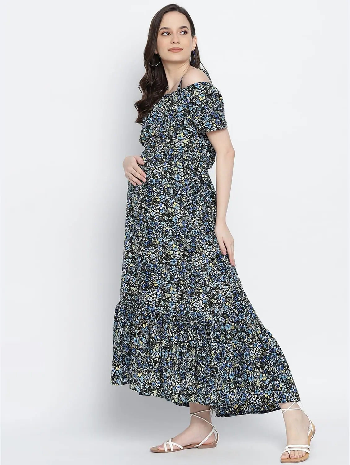 Comfortable Women's Apparel Endearing Sweet Posh Floral Printed Maternity Dress.