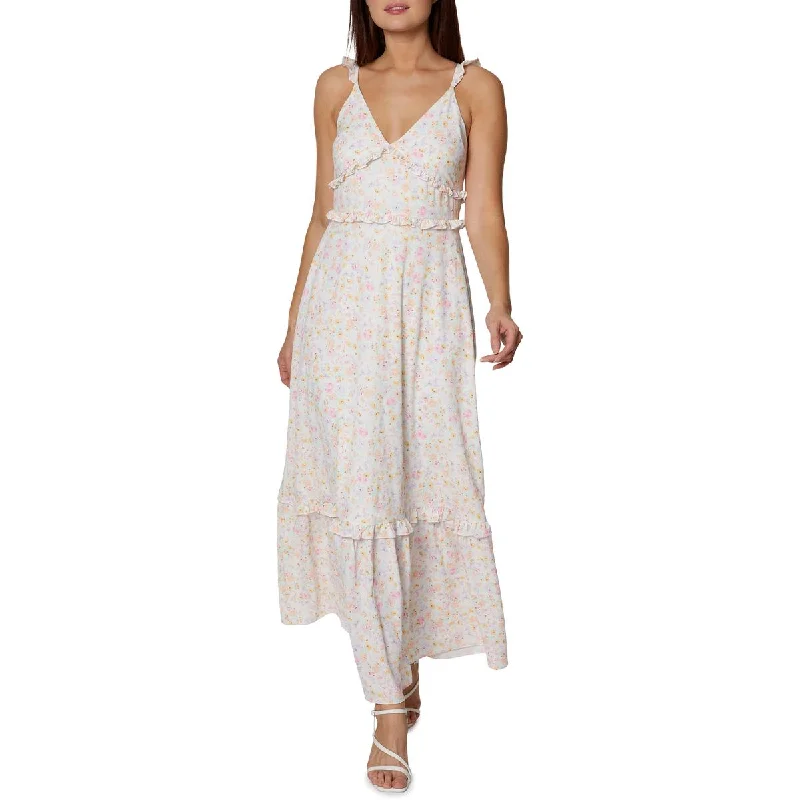 Sustainable Women's Clothing BCBGeneration Womens Floral Ruffled Maxi Dress