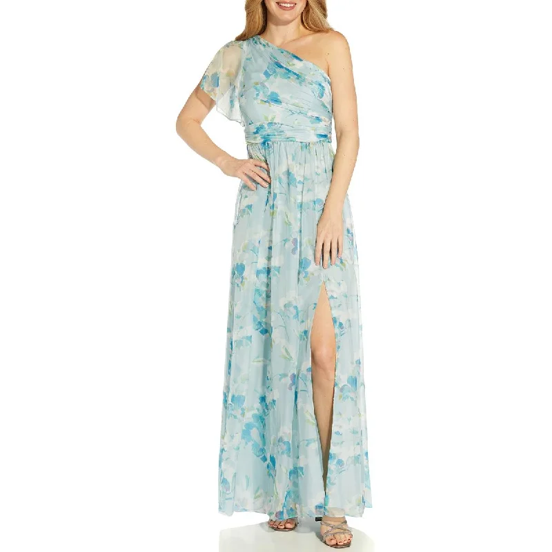 Women's Clothing For Holiday Travel Adrianna Papell Womens Chiffon Floral Print Evening Dress