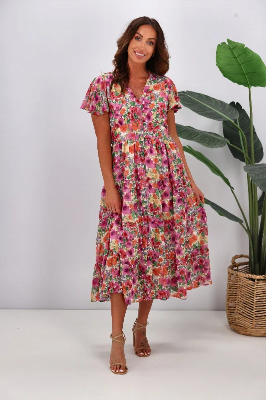 Women's Comfortable Garments Sunday Boho Ava Dress Garden Floral