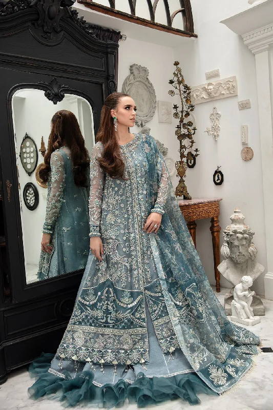 Comfortable Women's Clothing Zinc Shade Embroidered Pakistani Wedding Dress Gown Style Pishwas