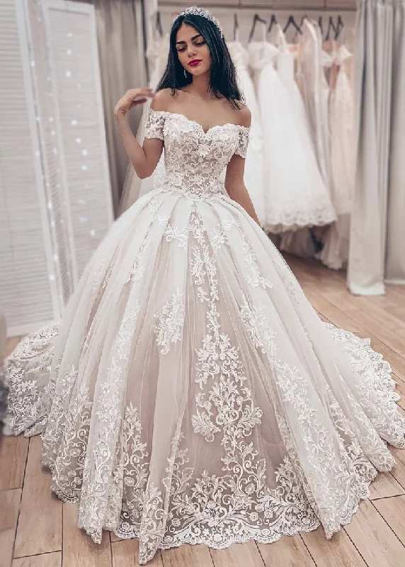 Casual Clothing For Women New Off-the-Shoulder Lace Bridal Wedding Dresses gh2604