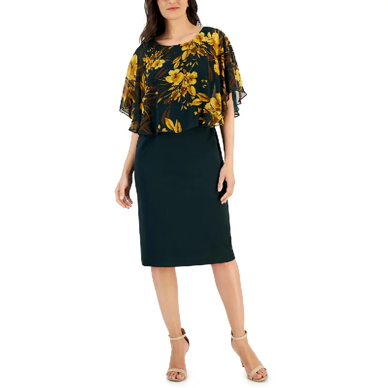 Timeless Women's Apparel Connected Apparel Womens   Crepe Floral Print Midi Dress